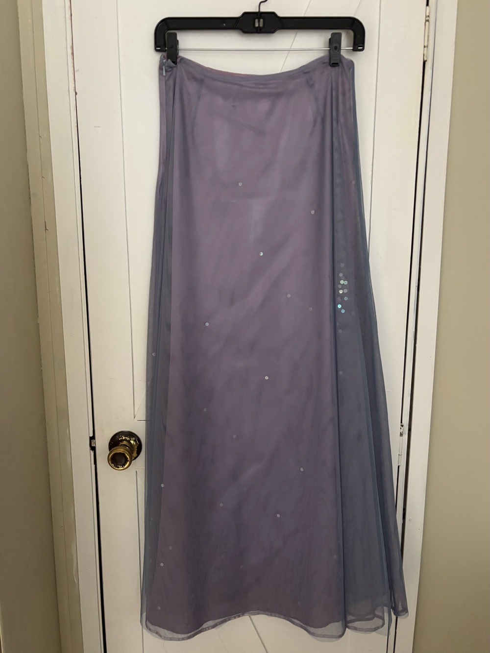 Express World Brand Size 3/4 Sequin Mesh Formal Maxi Skirt Lavender Gray